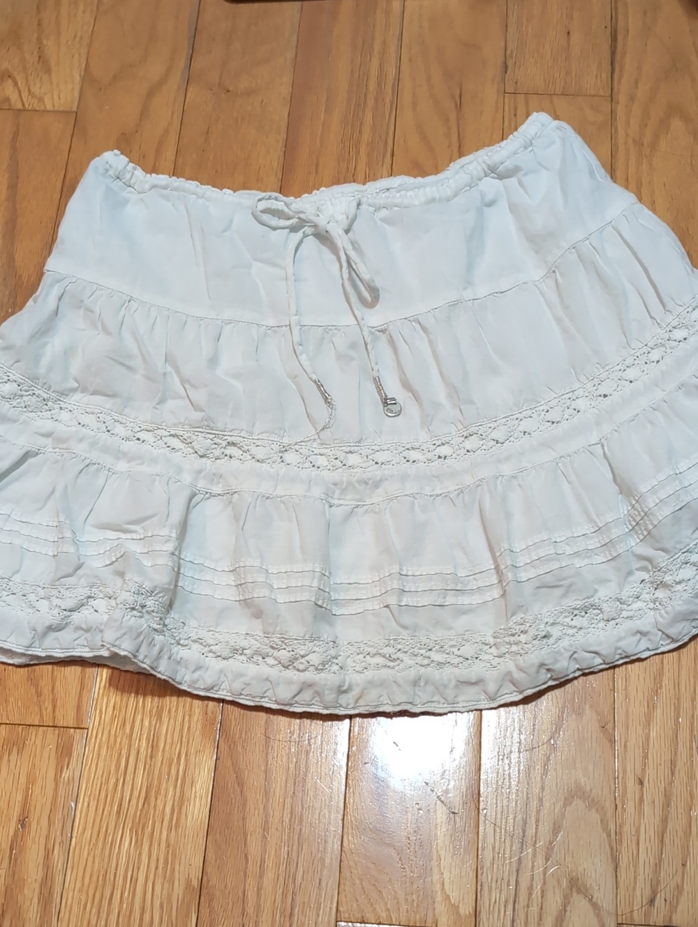 Hollister White Skirt with Drawstring Waist